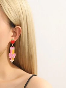 1 par de aretes regalo de día del maestro/graduación/regreso a la escuela de colores brillantes - Dorado - Ver 9