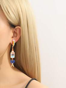 1 par de aretes regalo de día del maestro/graduación/regreso a la escuela de colores brillantes - Dorado - Ver 10