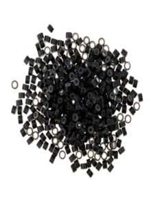 500pcs Hair Extension Micro Rings Links Beads, 5mm Silicone Lined Beads For Hair Extensions Tool - Black - View 2