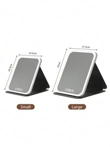 Miroir de maquillage éclairé par LED, miroir de beauté portatif illuminé avec 3 couleurs d'éclairage et luminosité réglable à écran tactile, miroir de vanité de bureau pliable à LED avec batteries rechargeables, meilleur cadeau pour voyager
