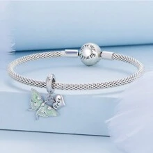 bamoer 1 PC 925 Sterling Silver Butterfly Dragonfly Charm Bead Flower Daisy Green Cubic Zirconia Pendant Fit Women DIY Bracelet Necklace Fine Jewelry Valentines - Multicolor - View 5