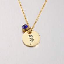 Colier cu pandantiv cu nume personalizat Colier cu flori de naștere pentru femei Margarete florale lunare din oțel inoxidabil Nume gravat cu flori Colier cu pandantiv Bijuterii personalizate Choker Cadou de aniversare