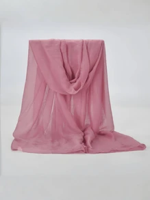 Boho 1pc Simple Printed Scarf For Women, New Design, Spring And Summer, Sun Protection, Beach, Fashionable, Head Scarf, Shawl, Neck Warmer, Long Scarf - Solid Color Shiny Silk Scarf Shawl - View 13