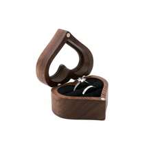 1 Pieza Caja de joyería de madera en forma de corazón, exhibidora de anillos, estuche para guardar anillos de compromiso y boda de parejas, regalo del Día de San Valentín y para volver a la escuela