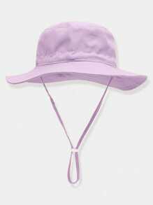 2pcs Kids Solid Color & Butterfly Print Adjustable Sun Protection Breathable Casual Bucket Hats For Outdoor Travel And Daily Wear - Multicolor - View 3