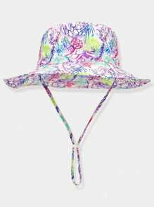 2pcs Kids Solid Color & Butterfly Print Adjustable Sun Protection Breathable Casual Bucket Hats For Outdoor Travel And Daily Wear - Multicolor - View 2