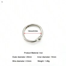 多尺寸活页环扣，可打开金属环扣绑定纸张和卡片 - 銀色 - 查看 6