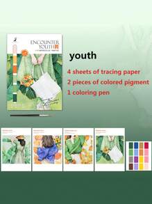 Cahier de coloriage aquarelle créatif, livre de dessin et de gribouillage anti-stress, dessins animés avec papier et peintures aquarelle. Cadeau pour la rentrée scolaire, la fête des mères, pour maman, fournitures scolaires
