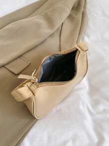 Túi đeo nách giải trí PU dành cho nữ, Túi đeo vai cô gái Dopamine, Đơn giản và phong cách, Túi baguette phong cách Niche của Pháp - Màu Khaki - Xem 4