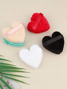 4pcs Fluffy Flocked Air Cushion Puff Heart-Shaped Dry Powder Puff For Setting Loose Powder, Foundation, And Liquid Makeup Sponge Applicator Tools - Multicolor - View 6