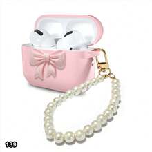 粉色蝴蝶結式保護殼，適用於蘋果無線耳機，適用於Airpods充電盒，防刮損和防跌落 - 彩色 - 查看 7