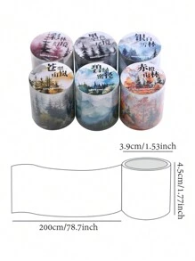 1 Rolo de Fita Adesiva para Scrapbook, Fita Base de Paisagem, Material à Prova d'Água de PET, Decorar Caderno, Moldura de Foto, Capa de Telefone, Copo de Água, Revista Sucata, Adesivos DIY de Scrapbook, Adesivos Engraçados, Adesivos para Laptop, Adesivos para Kindle, Adesivos para Telefone - Multicolorido - Visão 2