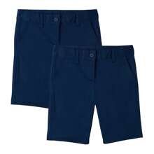 Boys Flat Front Stretchable Twill Chino Uniform Shorts (2-Pack) - 海軍&海軍 - 查看 1