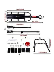 Giá đỡ phía sau xe đạp, Giá đỡ hành lý yên xe đạp, Giá đỡ xe đạp có thể điều chỉnh Giá đỡ hành lý, Tải trọng 60kg/110-160LB, Giá hợp kim nhôm có đèn phản quang cho chuyến đi cắm trại đạp xe thể thao - màu đen - Xem 5