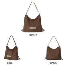Multipurpose Hobo Purse For Women Waterproof Nylon Shoulder Handbag Designer Ladies Hobo Bag Convertible Backpack - 咖啡棕 - 查看 2