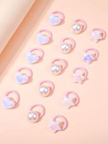 10/12pcs Kids Cartoon Thumbprint Hair Ties, Durable Elastic Hair Bands For Ponytails, Suitable For School, Outdoor, Parties, Back To School Gift - Multicolor - View 3