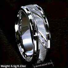 Fashionable Stainless Steel Slanting Matte Ring, Suitable For Men's Daily Outfits - Style 1 - View 3