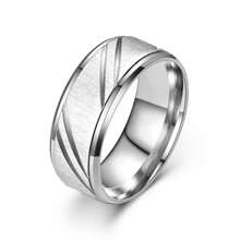 Fashionable Stainless Steel Slanting Matte Ring, Suitable For Men's Daily Outfits - Style 1 - View 5
