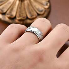 Fashionable Stainless Steel Slanting Matte Ring, Suitable For Men's Daily Outfits - Style 1 - View 4