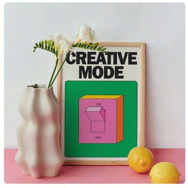 1 pieza Póster de impresión de pared colorida y creativa sin marco, arte de pared de interruptor rosa retro en lienzo para decoración de la sala de estar, sin marco