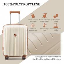 Bộ hành lý Joyway 13 món Vali cứng nhẹ có khóa TSA Bánh xe xoay Vali du lịch Vali Vali vali bền chắc Bộ hành lý du lịch - Màu be - Xem 6