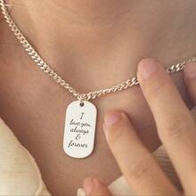 Vòng cổ hình ảnh tùy chỉnh, Mặt dây chuyền thẻ chó, Vòng cổ ID quân đội, Quà tặng sinh nhật/kỷ niệm cá nhân cho bạn trai/bạn gái, Quà tặng tình bạn tốt nhất, Vòng cổ cặp đôi - Bạc - Xem 2