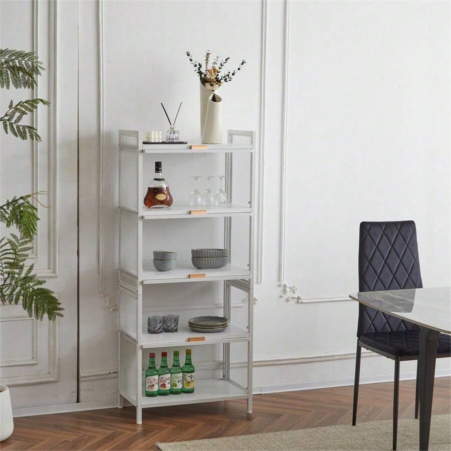 5-Layer Multifunctional Storage Cabinet With Cabinet Door Storage Cabinet Rack Storage Rack White