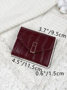 鳄鱼压纹翻盖零钱包 小号 ID 窗口 双折女士钱包 图案雕刻 ID 简约时尚现代商务 周年纪念生日礼物 送给女孩的礼物 送给女士的礼物 女包 学校用品 宿舍和返校 女士钱包 钱包 小钱包 - 酒紅色 - 查看 5