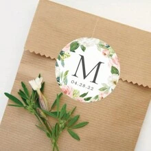 96 Pcs Personalized Round Circle Label Stickers Custom Name Date Thank You Stickers For Bridal Shower Party Favors