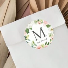 96 Pcs Personalized Round Circle Label Stickers Custom Name Date Thank You Stickers For Bridal Shower Party Favors