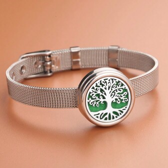 Nuevo brazalete de aromaterapia difusor de aceites esenciales de perfume, brazaletes de reloj para mujeres y hombres con correa de acero inoxidable, brazalete difusor de perfume con cerradura y joyería de aroma