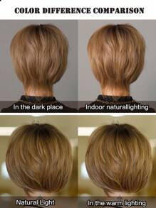 7JHH WIGS 10 英寸棕色精灵短发女士假发 - 优雅超短层次假发，带刘海发型，耐热合成纤维假发，适合日常佩戴、音乐节庆典等场合。动漫或角色扮演服装用假发配件 - 漸層棕色 - 查看 8