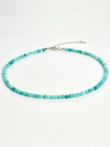 Collar de cadena de clavícula de estilo Y2K con piedra natural de aquamarina, joyería de collar de cuentas de topacio de 4 mm de colores, adecuado para uso diario y conjuntos