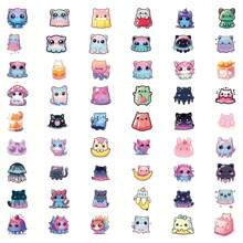 53 miếng dán Jelly Cat Nhãn dán thẩm mỹ Vinyl cho sổ lưu niệm, nhật ký, máy tính xách tay, ốp lưng, ván trượt, chai nước, máy tính, điện thoại, phim hoạt hình, mũ cứng, nhãn dán xe và đề can - Nhiều màu - Xem 3