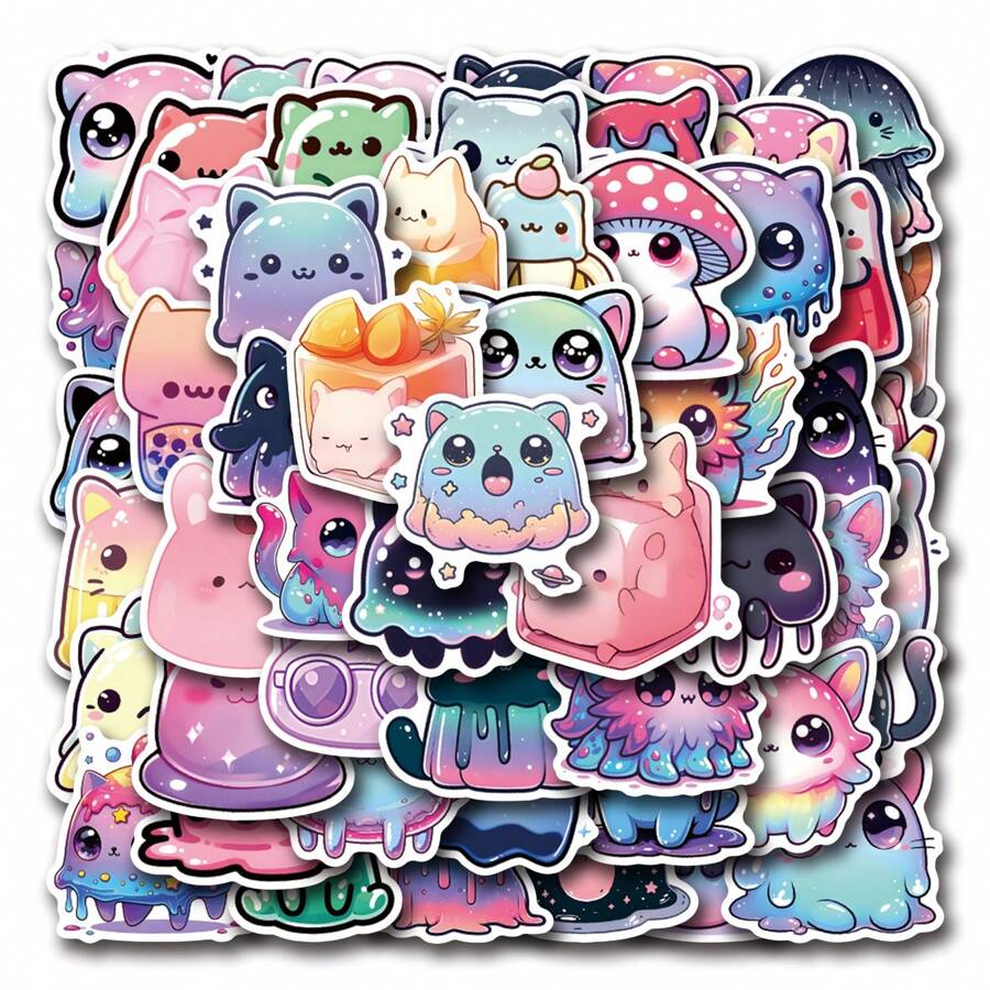 53 miếng dán Jelly Cat Nhãn dán thẩm mỹ Vinyl cho sổ lưu niệm, nhật ký, máy tính xách tay, ốp lưng, ván trượt, chai nước, máy tính, điện thoại, phim hoạt hình, mũ cứng, nhãn dán xe và đề can - Nhiều màu - Xem 1