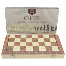 6 种尺寸磁性国际象棋套装，折叠，收纳盒，防滑，耐磨地毯底木制棋子，桌上游戏玩具，比赛级别 24/29/34/39/44/49 厘米，适合万圣节/圣诞节/感恩节的成人派对游戏 - 黑與白 - 查看 11