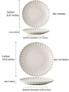 8 Inch/10 Inch Round Vintage Porcelain Plate, Family Breakfast Plate, Cake And Snack Plate, Cosmetics And Jewelry Storage Plate, Commercial Steak Plate - White Petals - View 2