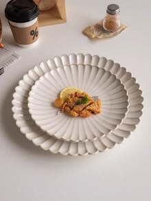 8 Inch/10 Inch Round Vintage Porcelain Plate, Family Breakfast Plate, Cake And Snack Plate, Cosmetics And Jewelry Storage Plate, Commercial Steak Plate - White Petals - View 3