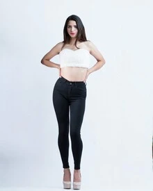 Women Jeans - 黑色 - 查看 1