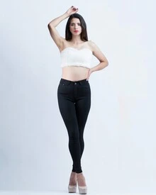 Women Jeans - 黑色 - 查看 4