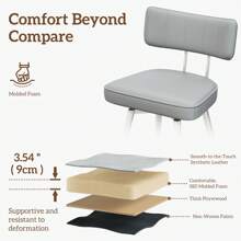 Swivel Bar Stools Set Of 2, 26" Modern Counter Height Barstools, Leather Kitchen Stools With Back Footrest Metal Legs, Bar Chairs For Kitchen Island, Cafes, Dining Room - 深灰色 - 查看 4