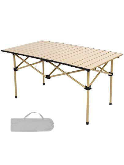 Bàn cắm trại nhẹ gấp gọn, bàn cuộn di động cho 4-6 người có túi đựng ngoài trời