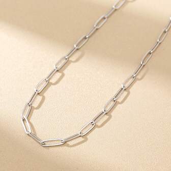 時尚不鏽鋼銀色回形針項鍊