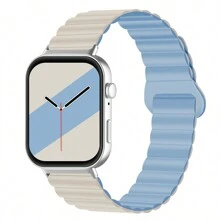 1 pièce Bracelet magnétique silicone bicolore , compatible avec les montres connectées Watch Fit 3, Watch Fit 4 et Watch Fit 4 Pro, avec connecteur en métal