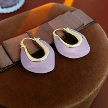 Andkiss 1 对百搭优雅 U 形环状耳环 - 粉色 - 查看 5