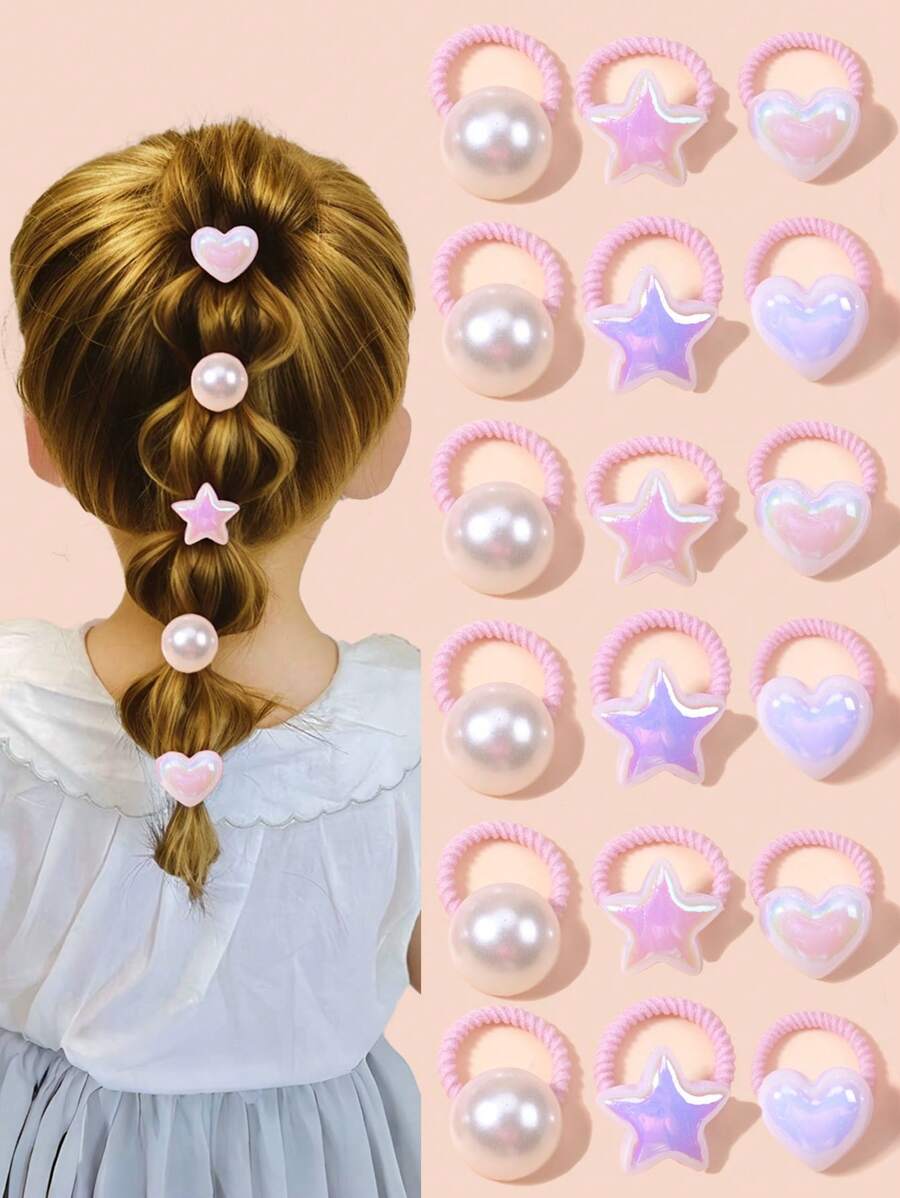 10/12pcs Kids Cartoon Thumbprint Hair Ties, Durable Elastic Hair Bands For Ponytails, Suitable For School, Outdoor, Parties, Back To School Gift - Multicolor - View 1