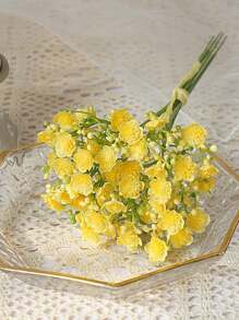 2 Bunch 42 Heads Babys Breath Artificial Flowers Small Gypsophila Fake Flowers For Home Decor Flower Bouquet - Màu vàng - Xem 2