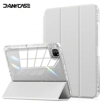 DANYCASE 防震纯色透明平板电脑保护套，带三折支架，兼容 A16 2025 Air 11/13、M3 2025 Mini 7、A17 Pro 2024 Air 11/13、M2 2024 Pro 11/13、M4 2024 Pro 12.9 7/8/9 代 10.2 10 代 10.9 代 Air 4/5 10.9 代 Pro 11 4/5/6 代 Mini 6，也兼容三星设备。春季生日礼物