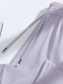Pantalones deportivos de nylon de alta elasticidad para damas, de secado rápido, transpirables y que absorben la humedad. Pantalones de yoga y jogging con seda de hielo para fitness en verano - Morado - Ver 3