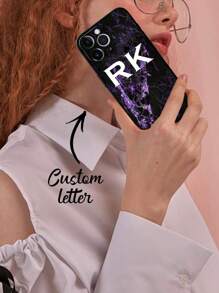 1 pieza Funda personalizada para teléfono con iniciales, funda de iPhone con diseño de nombres personalizados, funda de teléfono con nombre personalizado con iniciales, regalo de aniversario, regalo de San Valentín, regalo de cumpleaños, regalo de boda, regalo del Día de la Madre, regalo del Día del Padre, regalo para mejor amiga, regalo para mamá/papá, regalo para novio, regalo para novia - Multicolor - Ver 4